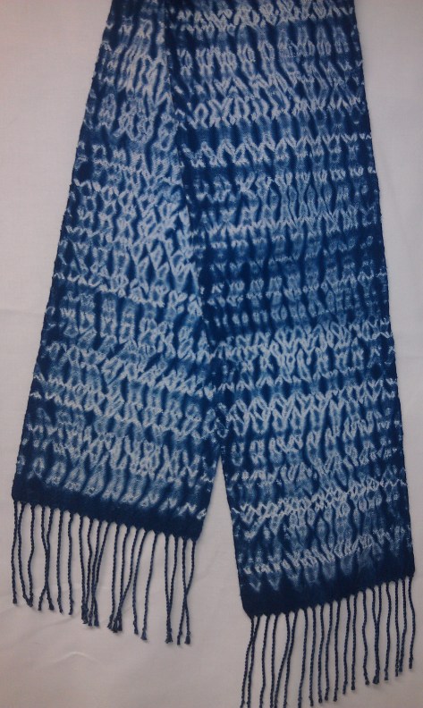 Woven Shibori scarf, 100% cotton, indigo dyed.  (SOLD)