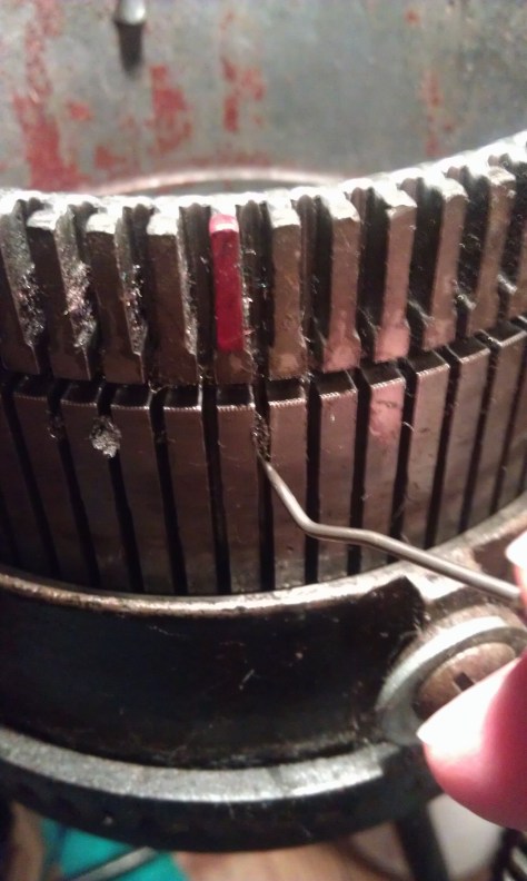 Giving my 1908 Gearhart Circular Sock Knitting Machine a "dental."