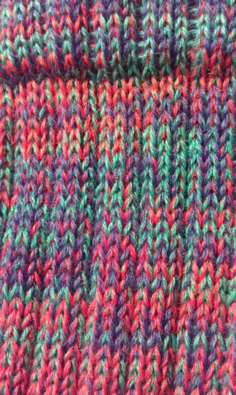 Detail of CSM wool sock, wonderful colors.