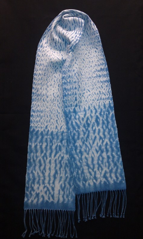 Transitions woven shibori scarf. 