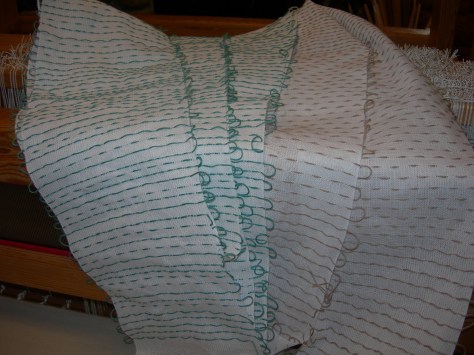 The last of this warp, just removed from the loom.