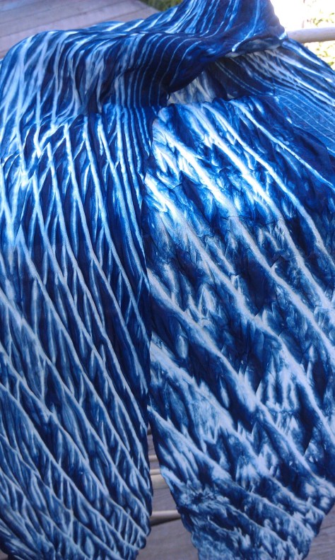 Arashi shibori silk scarf.