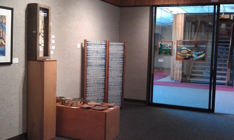 Woven shibori 3 panel screen/room divider.