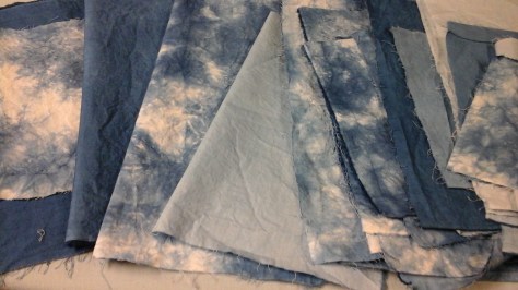 Indigo-dyed cotton swatches.