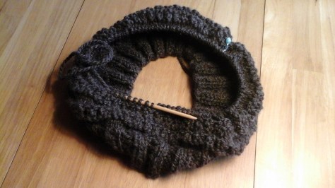 Coopworth roving, spun into 2-ply, becoming a hat.